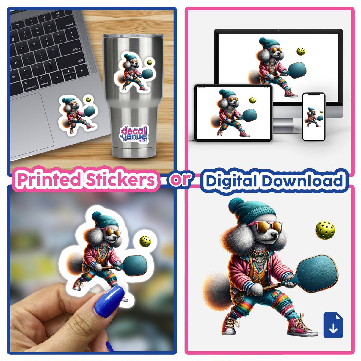 Hipster Poodle Dog Playing Pickleball