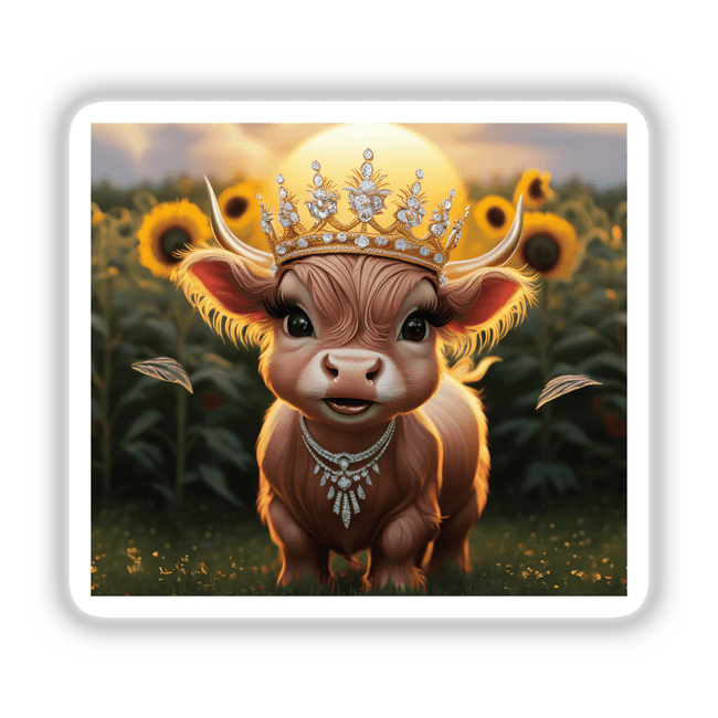 Baby Highland Cow Crown Sunflowers