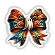 Ghost Coquette Bow Halloween featuring a colorful bow with a cartoon ghost in the center, perfect for stickers or digital artwork.
