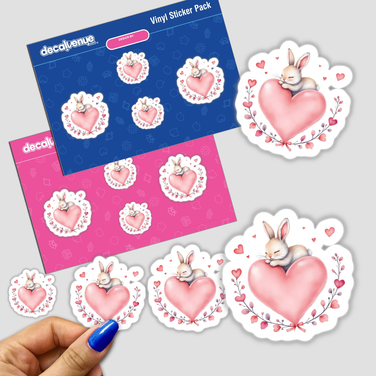 Baby Bunny on a Heart: Stickers featuring a cute bunny nestled on a heart, ideal for adding charm to notebooks or digital art spaces.