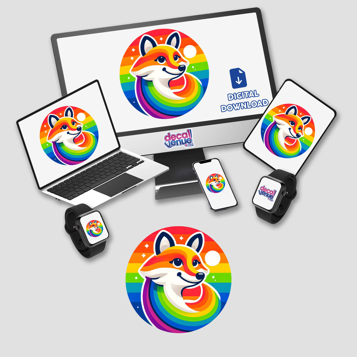 Fox Colorful Rainbow Pride