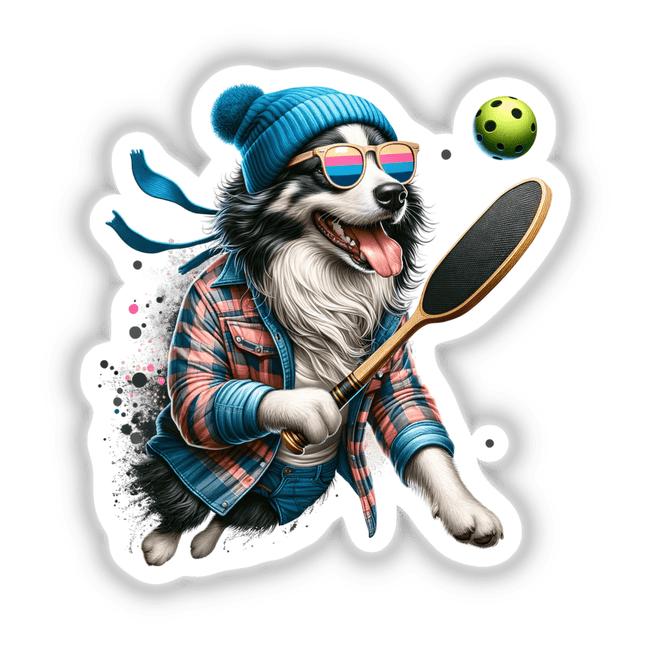 Trendy Border Collie Dog Playing Pickleball