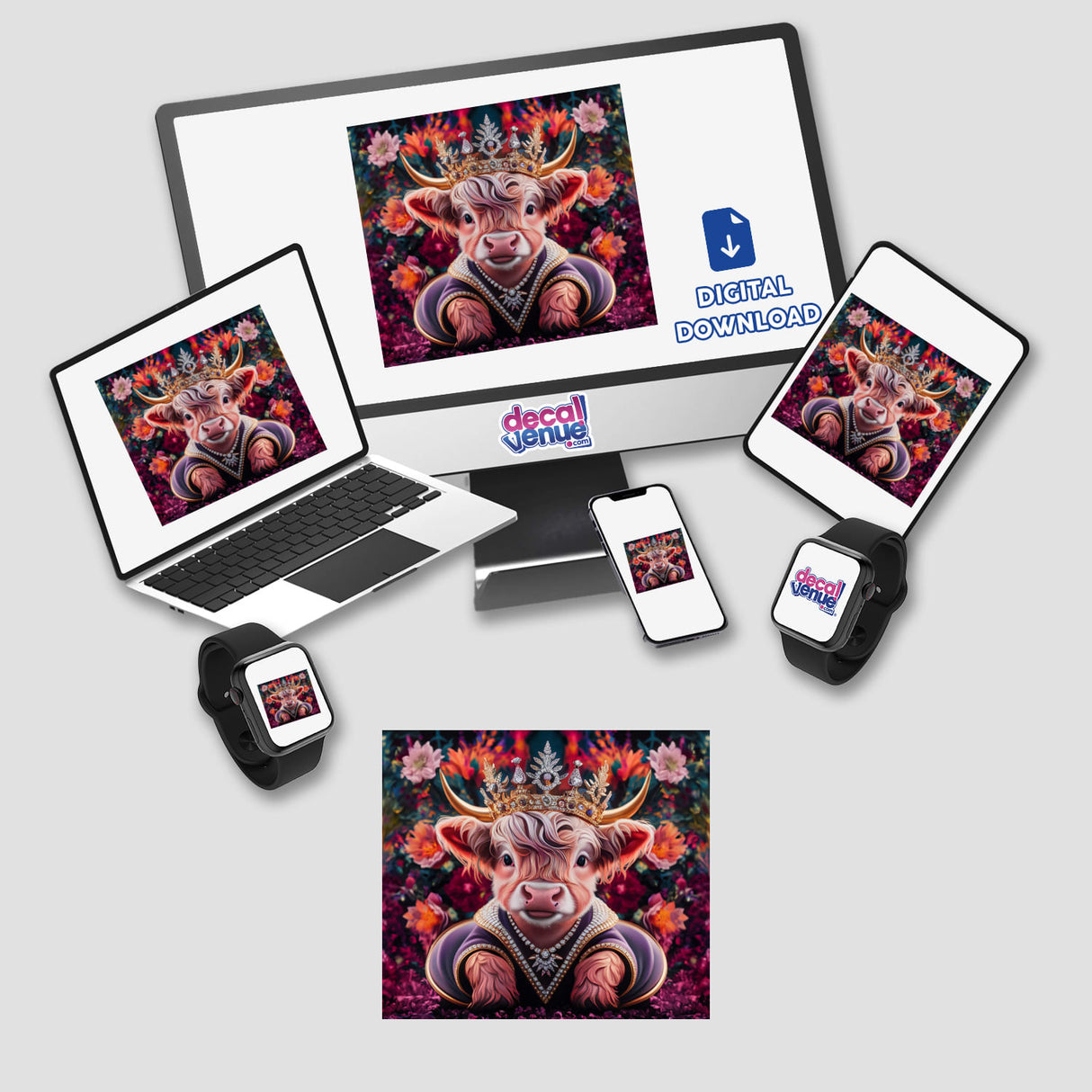 Baby Highland Cow Crown Flowers