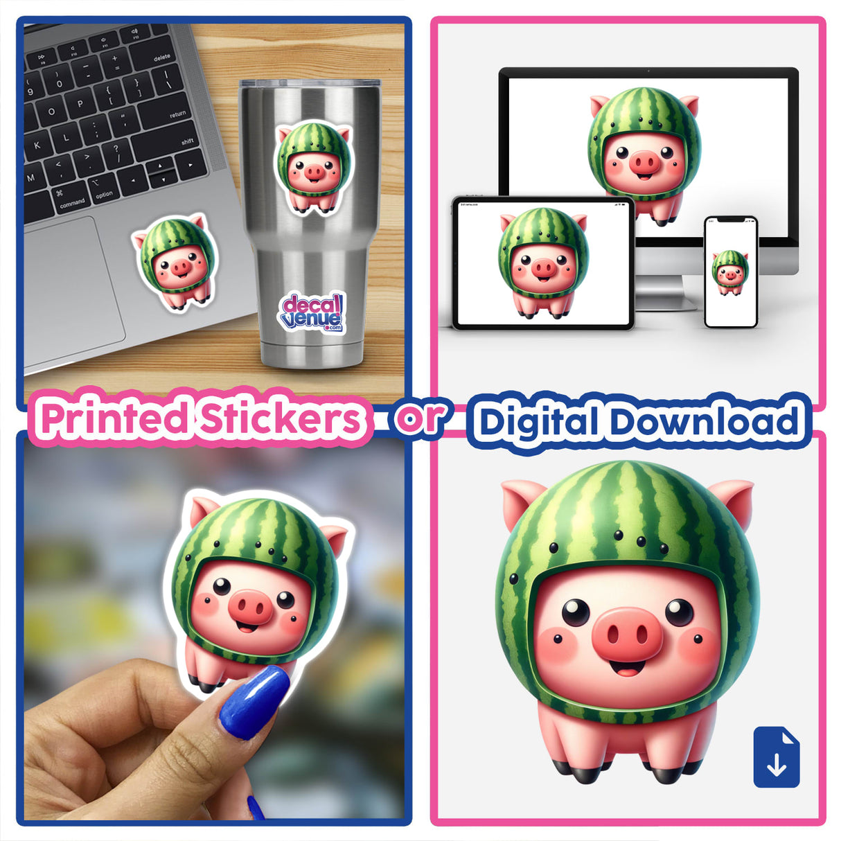 Pig Wearing Watermelon Helmet