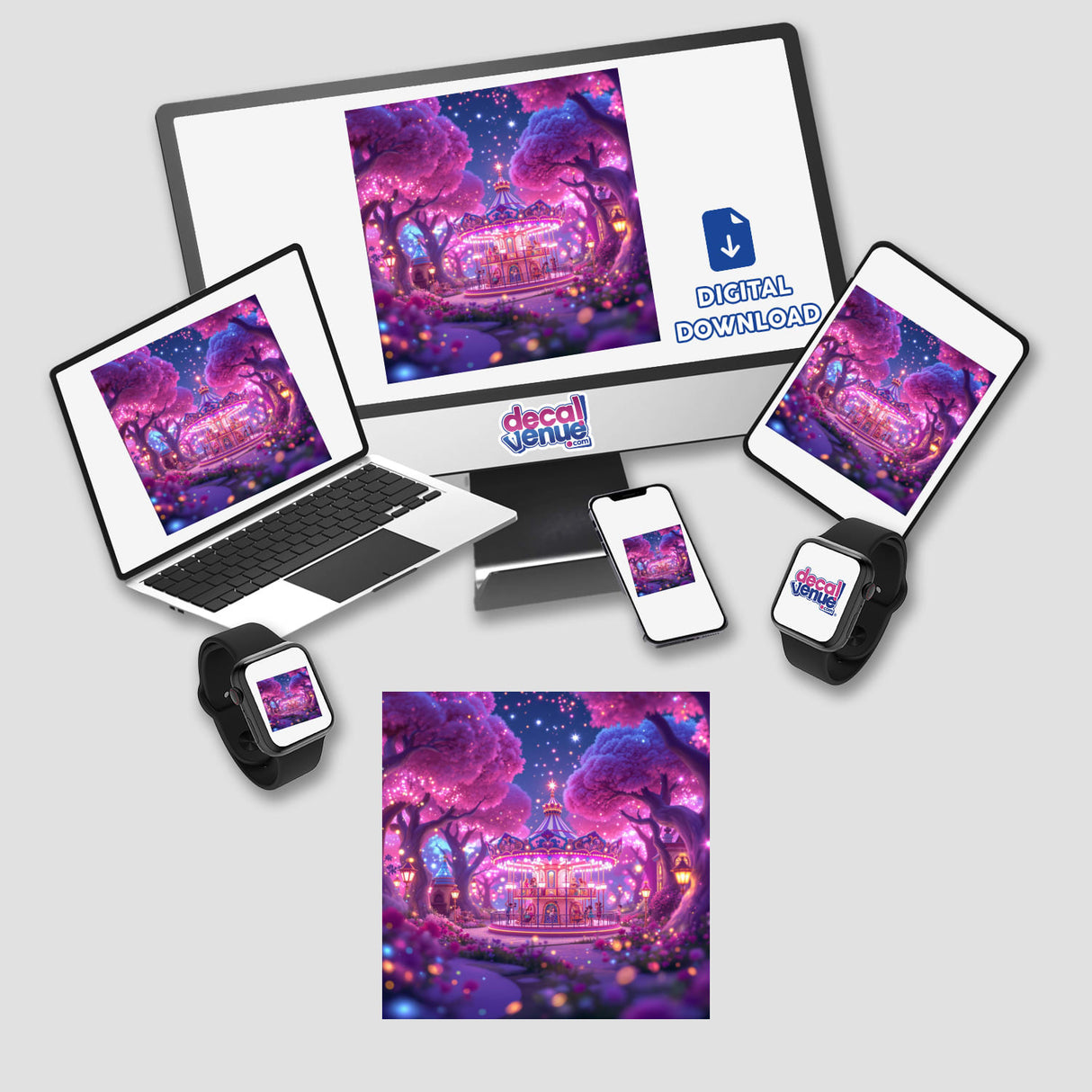 Magical Carousel in an Enchanted Fairy Village