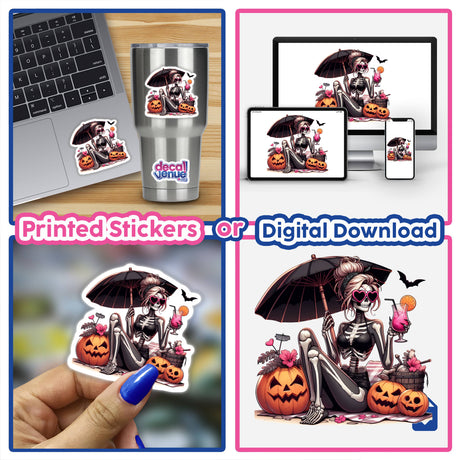 Halloween Spooky Zombie Skeleton Beach Girl