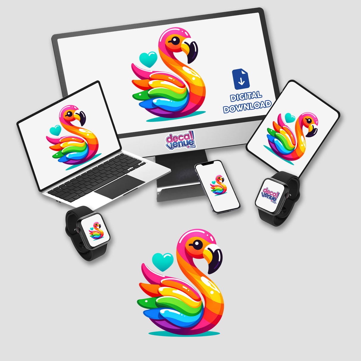 Flamingo Colorful Rainbow Pride