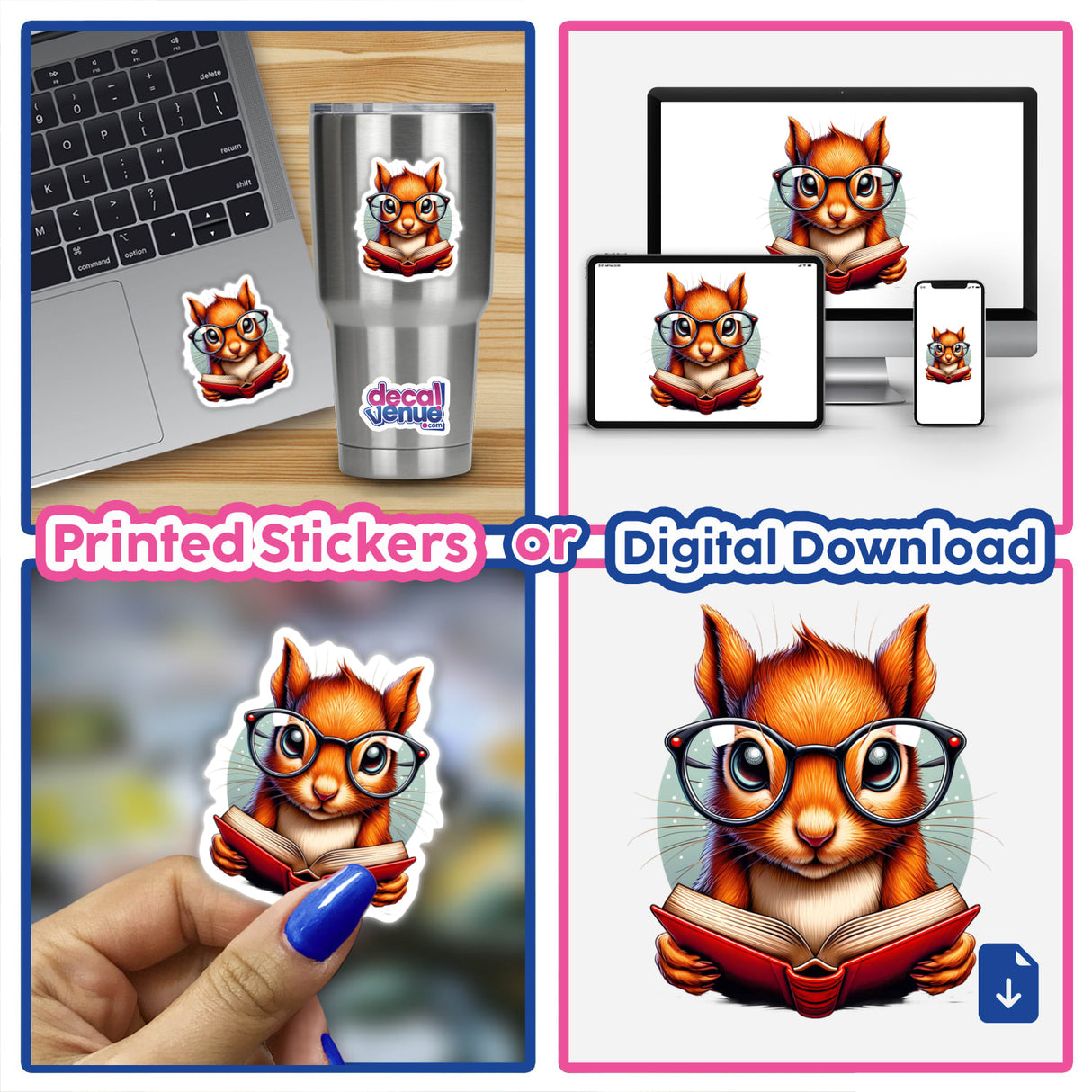 Squirrel With Reading Glasses Open Book