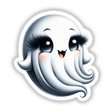 Cute Ghost with Eyelashes: A cartoon ghost with long eyelashes and a white face, available as stickers or digital artwork.