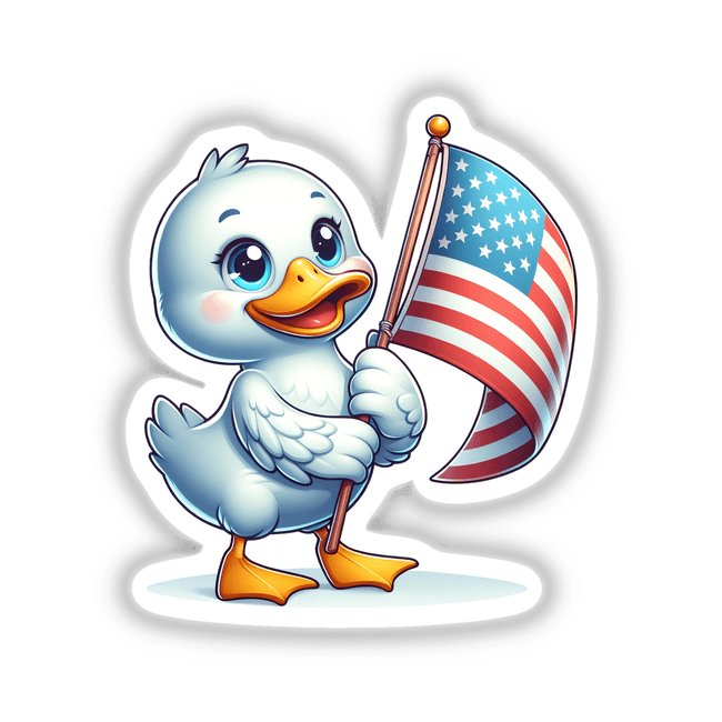 Duck Holding American Flag