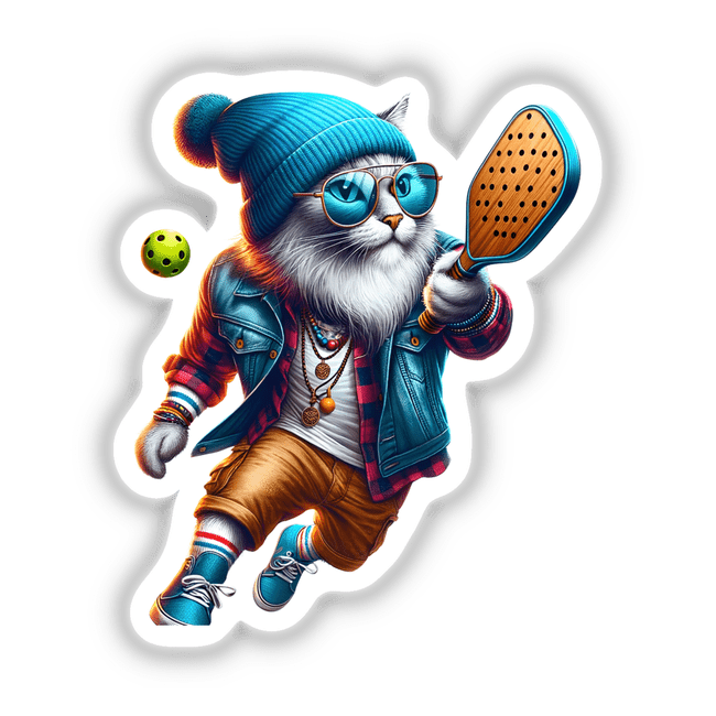 Hipster Cat Playing Pickleball