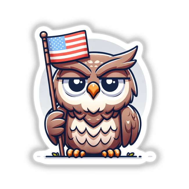 Owl Holding American Flag