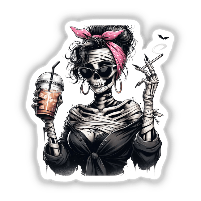 Trendy Spooky Halloween Skeleton Mummy Mama with Stylish Accessories
