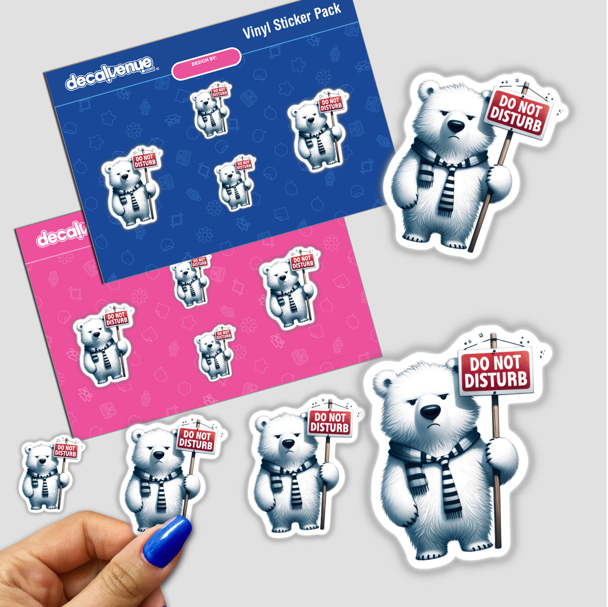 Grumpy Polar Bear Holding Do Not Disturb Sign