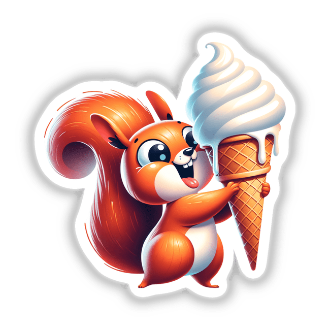 Happy Squirrel Holding Giant Ice Cream Cone
