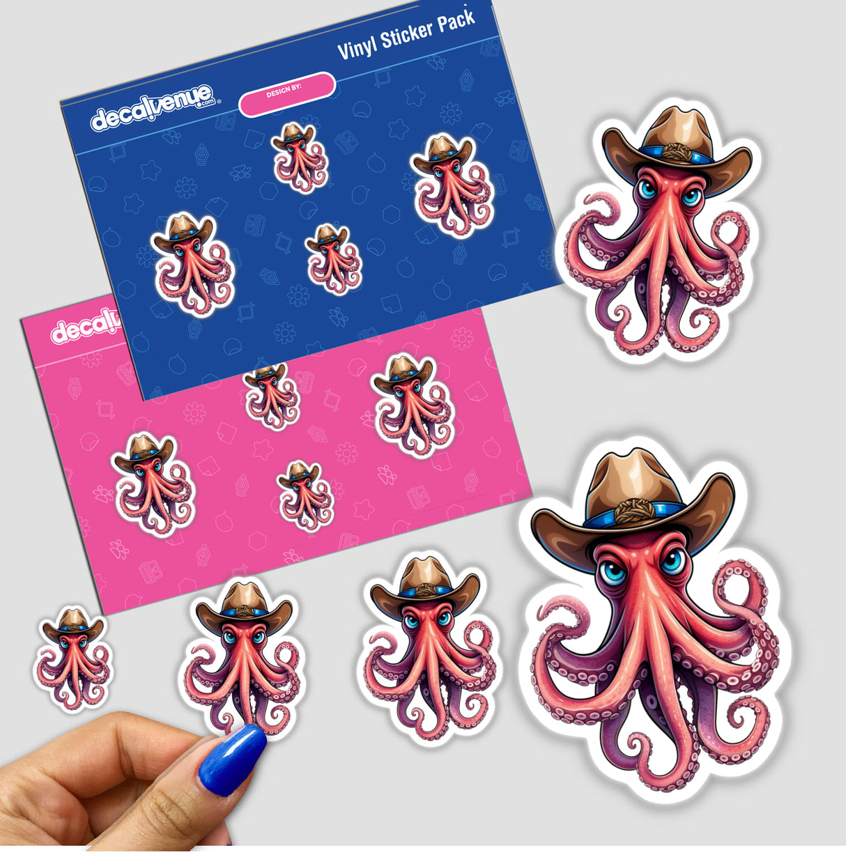 a sticker of an octopus wearing a cowboy hat