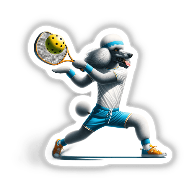 Poodle Dog Playing Pickleball