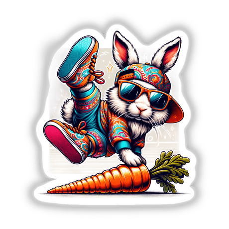 Hipster Bunny Breakdancing on Carrot