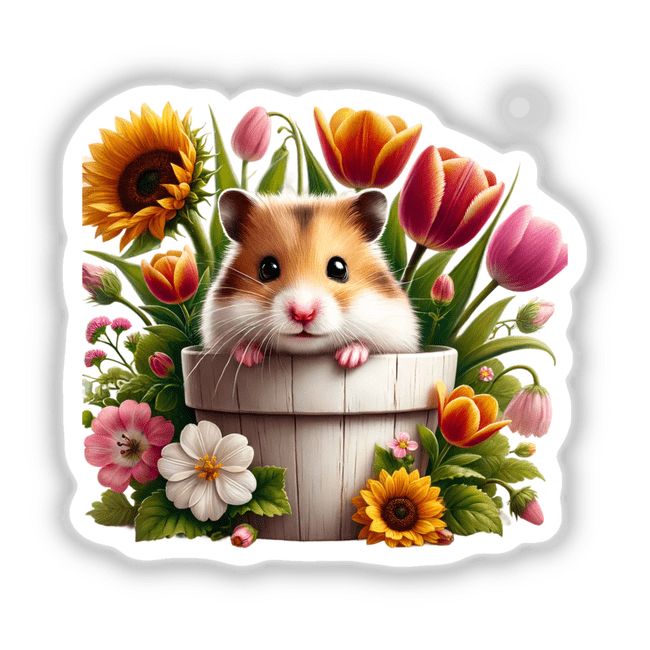 Hamster Peeking Out of Flower Pot