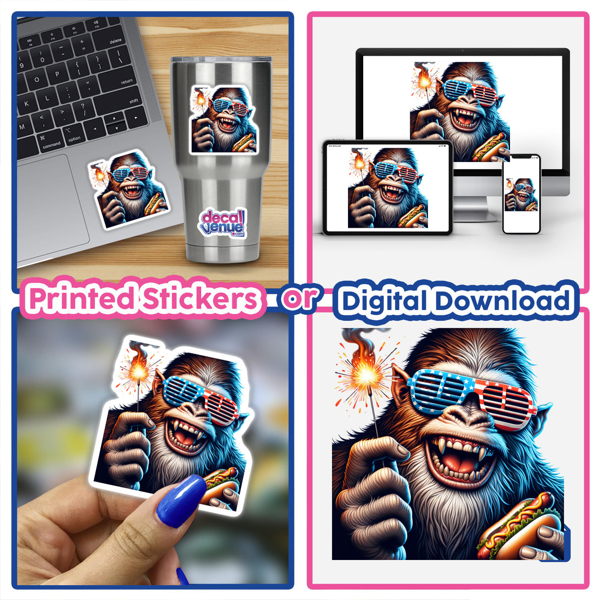 Sasquatch Patriotic Sunglasses with Sparkler