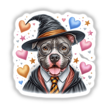 Harry Pitbull Watercolor Wizard Dog II
