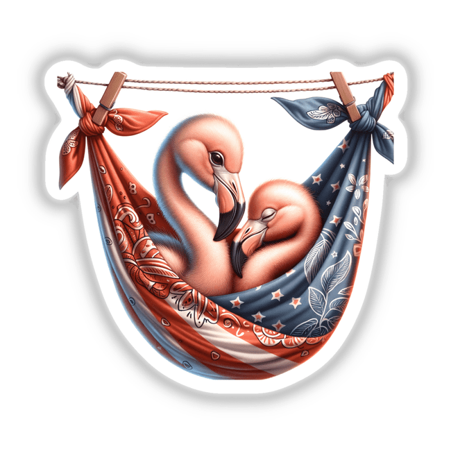 Cute Flamingos in Bandana Hammock