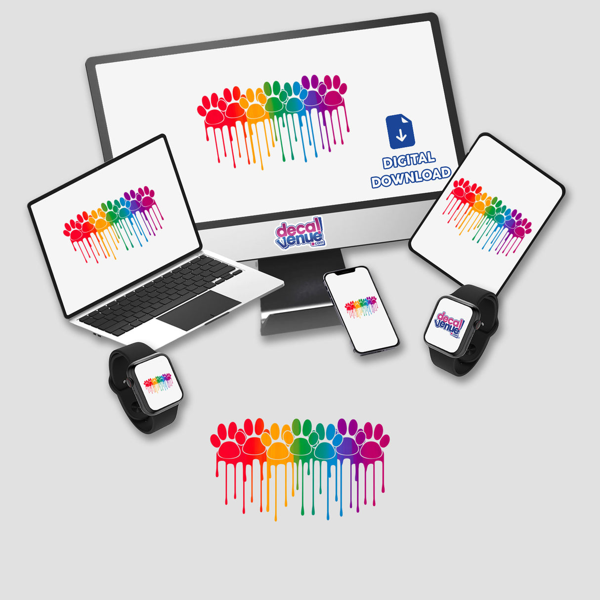 Rainbow Dog Paws Dripping Pride Month LGBTQ