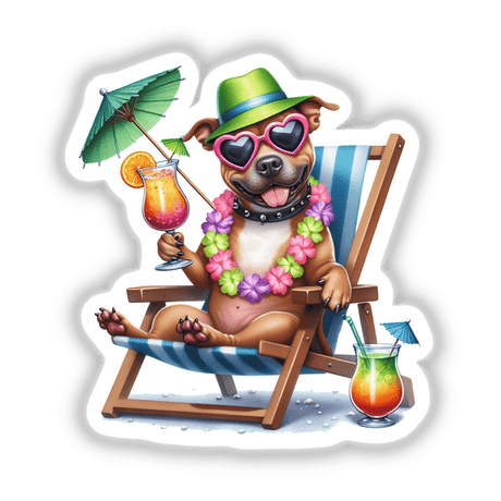 Happy Summertime Beach Pitbull Dog