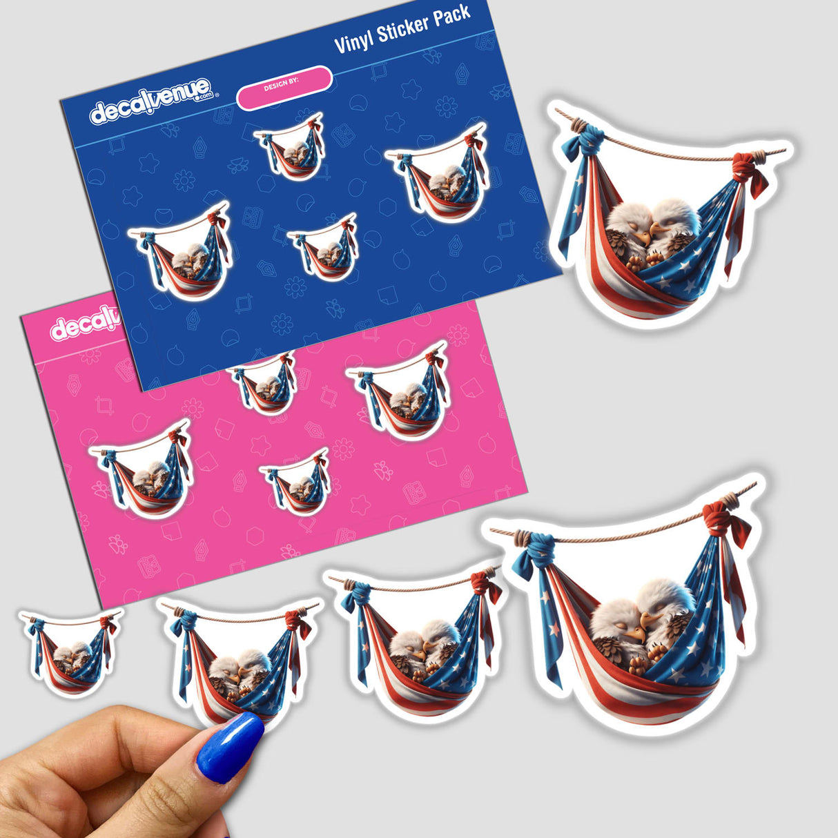 Cute Bald Eagles in USA Flag Bandana Hammock