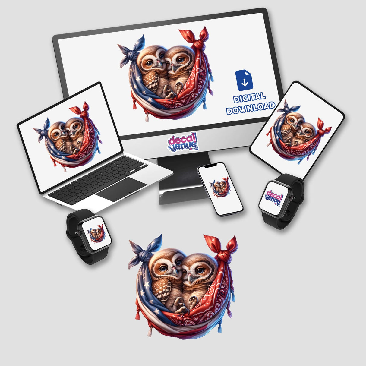 Cute Owls in Bandana Hammock