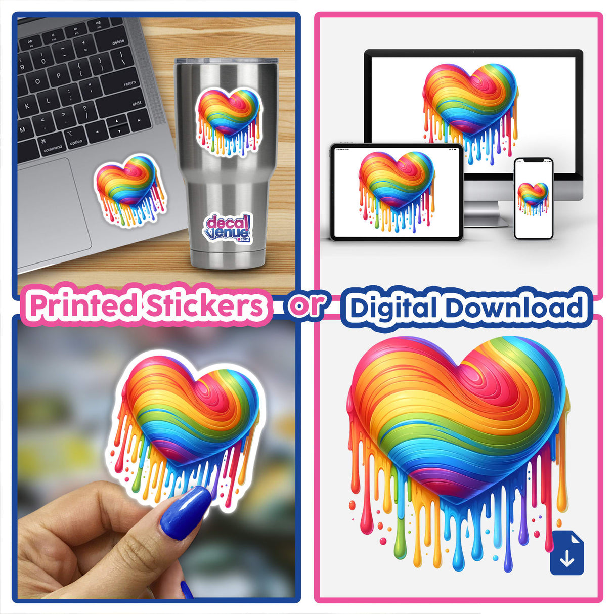 Rainbow Heart Swirl Dripping