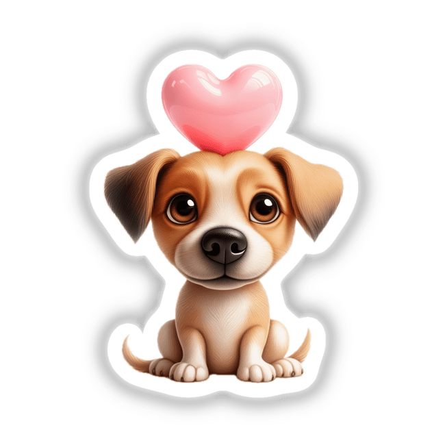 a dog with a heart on its head