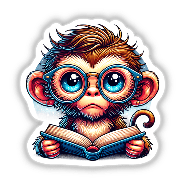 Monkey With Reading Glasses Open Book