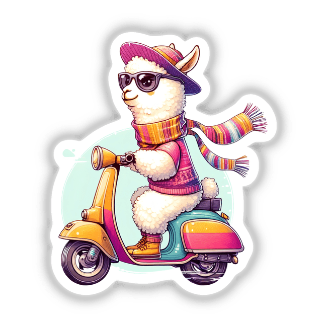 Stylish Llama Riding a Scooter