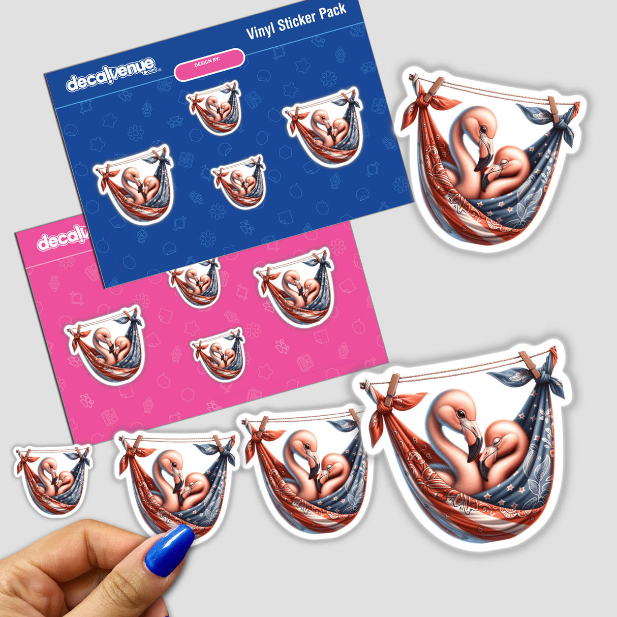 Cute Flamingos in Bandana Hammock