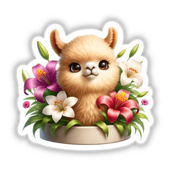 Llama Peeking Out of Flower Pot