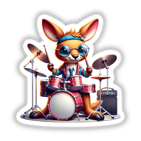 Stylish Kangaroo Playing Drums