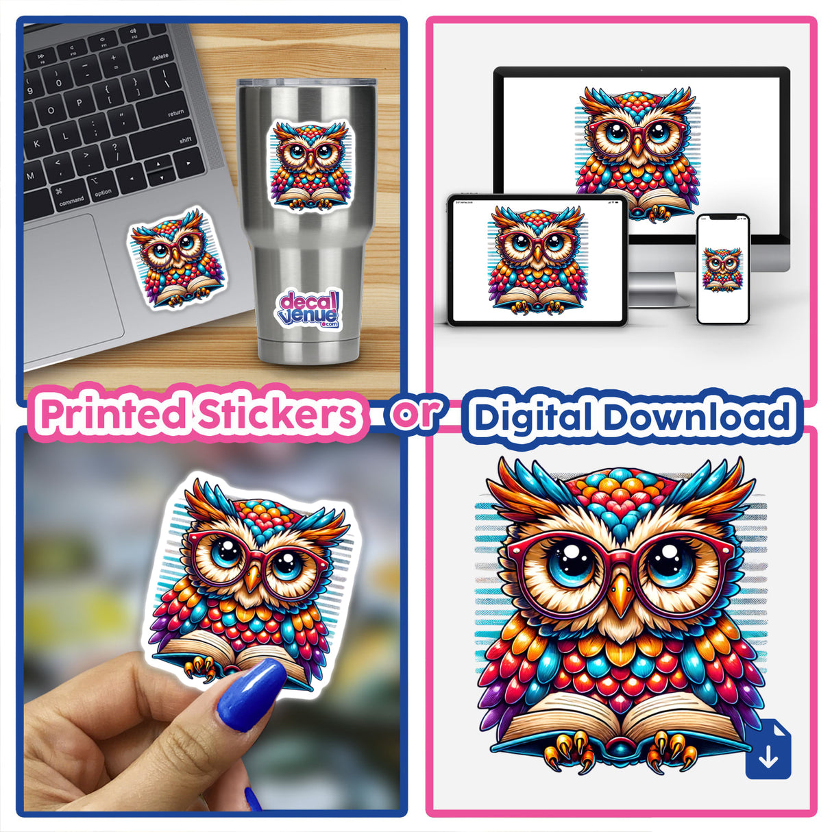 Owl With Reading Glasses Open Book