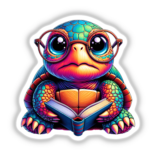 Turtle With Reading Glasses Open Book
