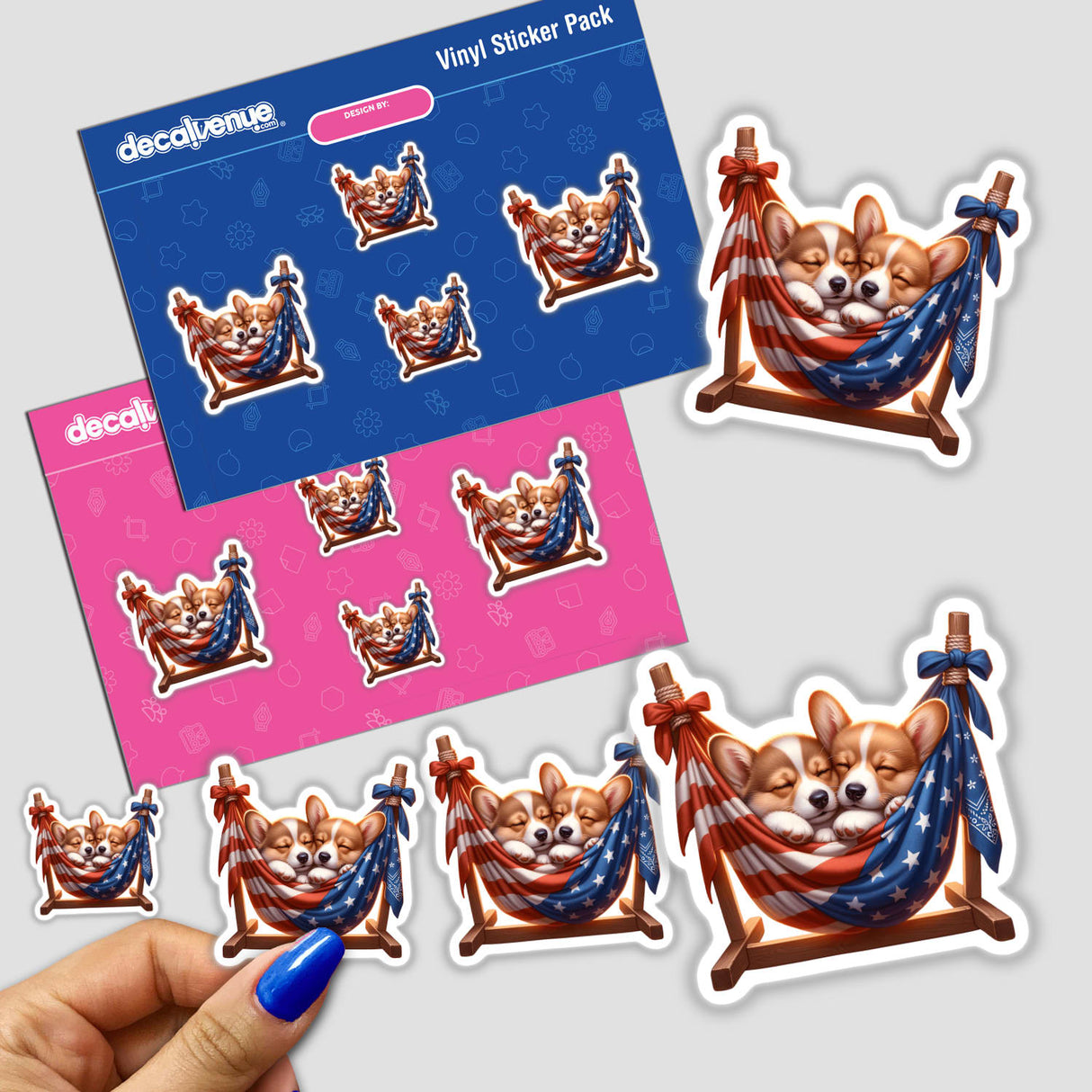 Corgi Dogs in American Flag Bandana Hammock