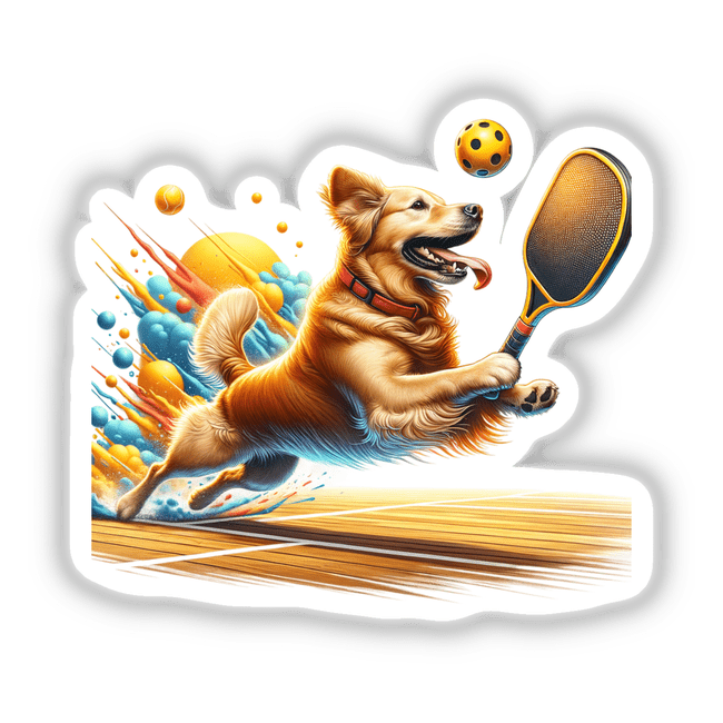 Golden Retriever Dog Playing Pickleball
