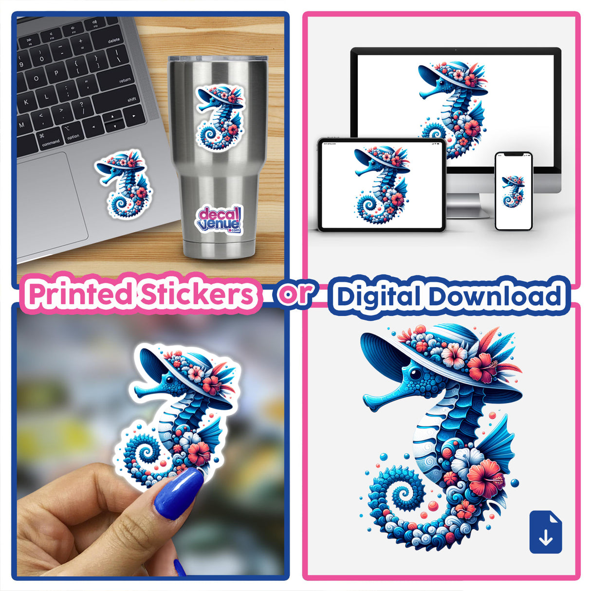 Seahorse in Summer Beach Hibiscus Hat