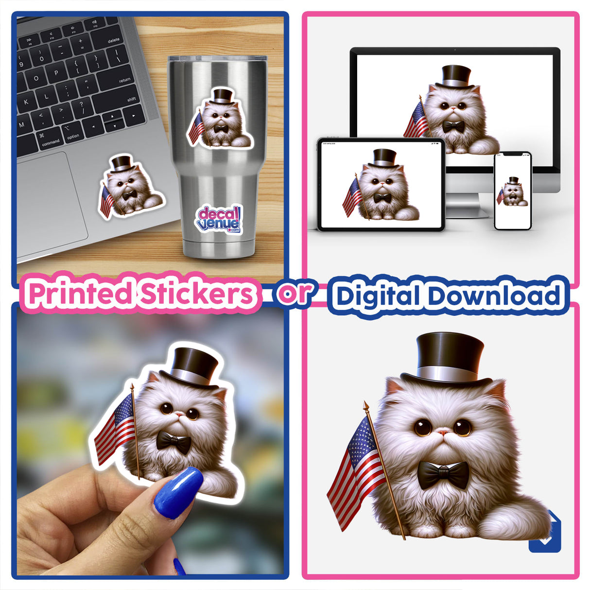 Persian Cat with American Flag