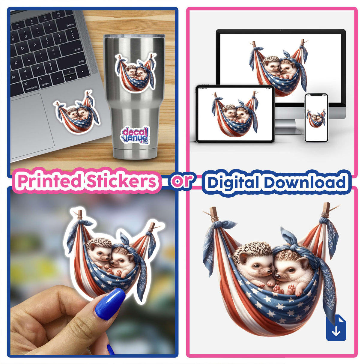 Hedgehogs in American Flag Bandana Hammock