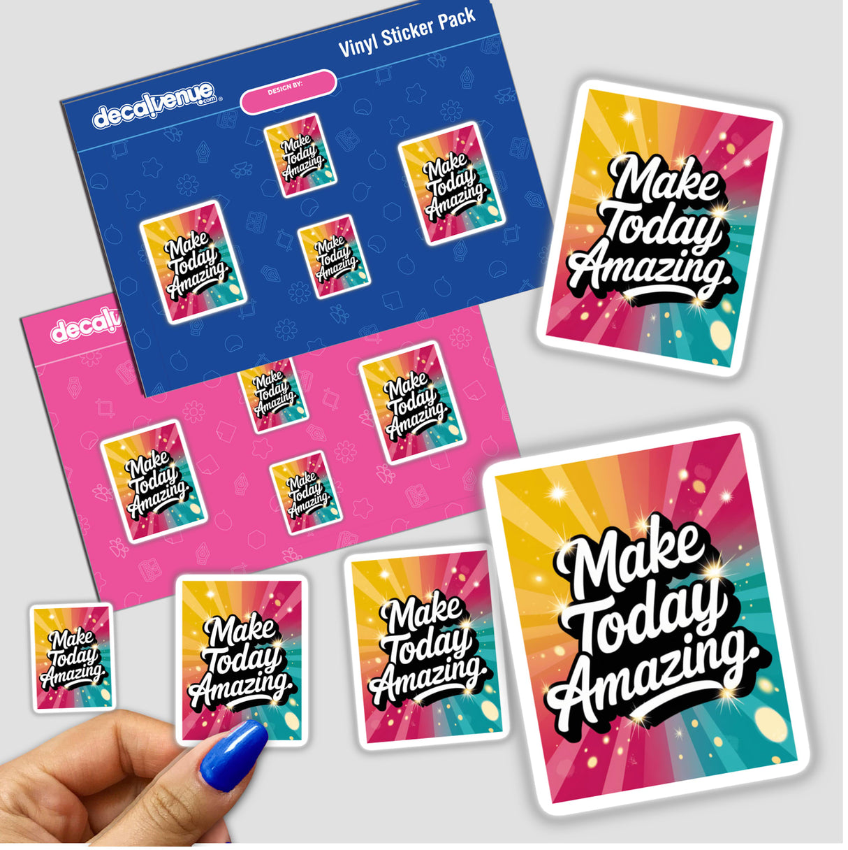 Make today amazing vinyl sticker featuring bold text, ideal for personalizing items. Available as a vibrant sticker or digital artwork from Decal Venue.