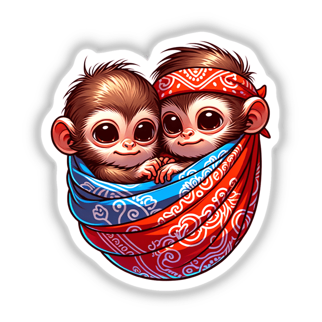 Cute Monkeys Wrapped Up in a Bandana