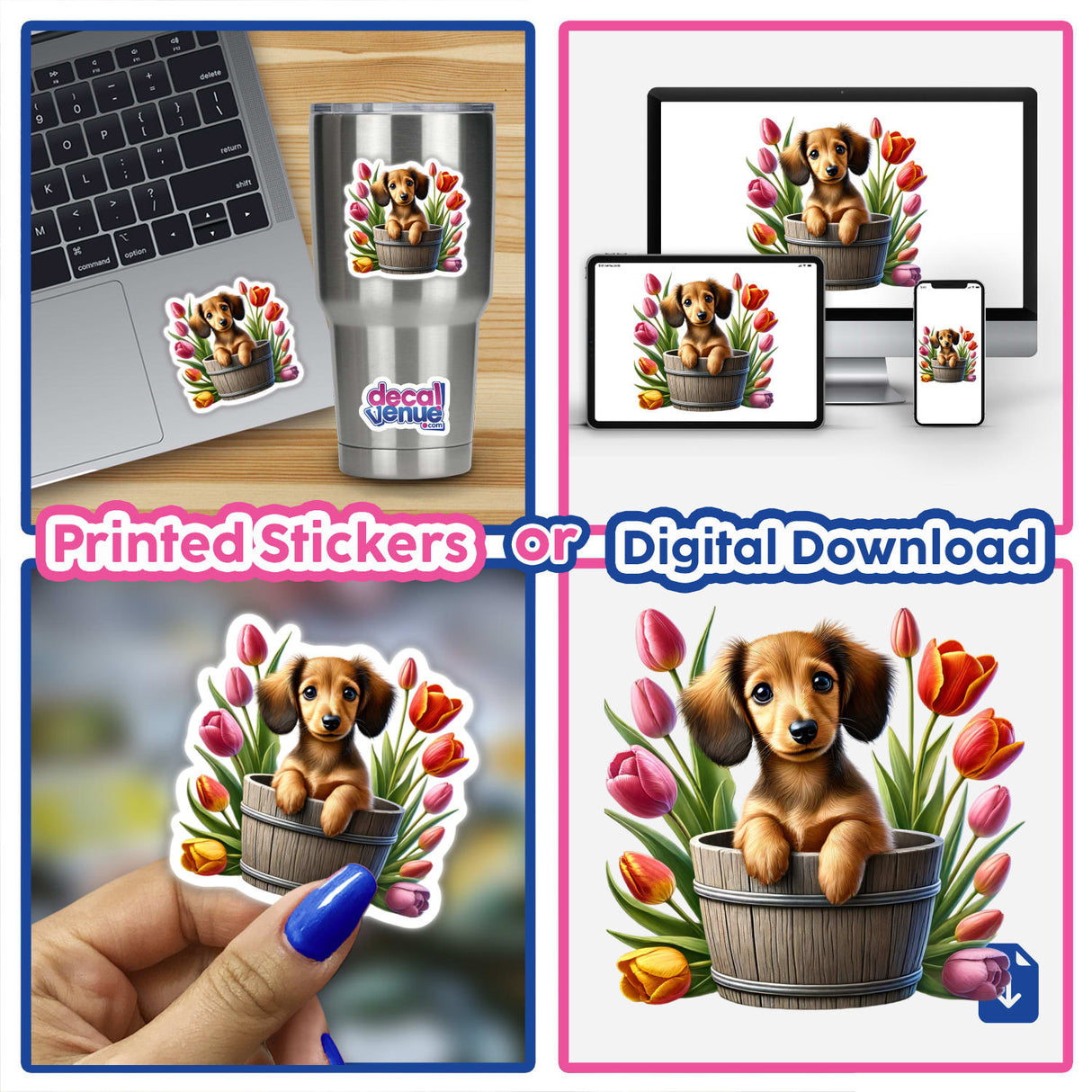 Dachshund Peeking Out of Flower Pot