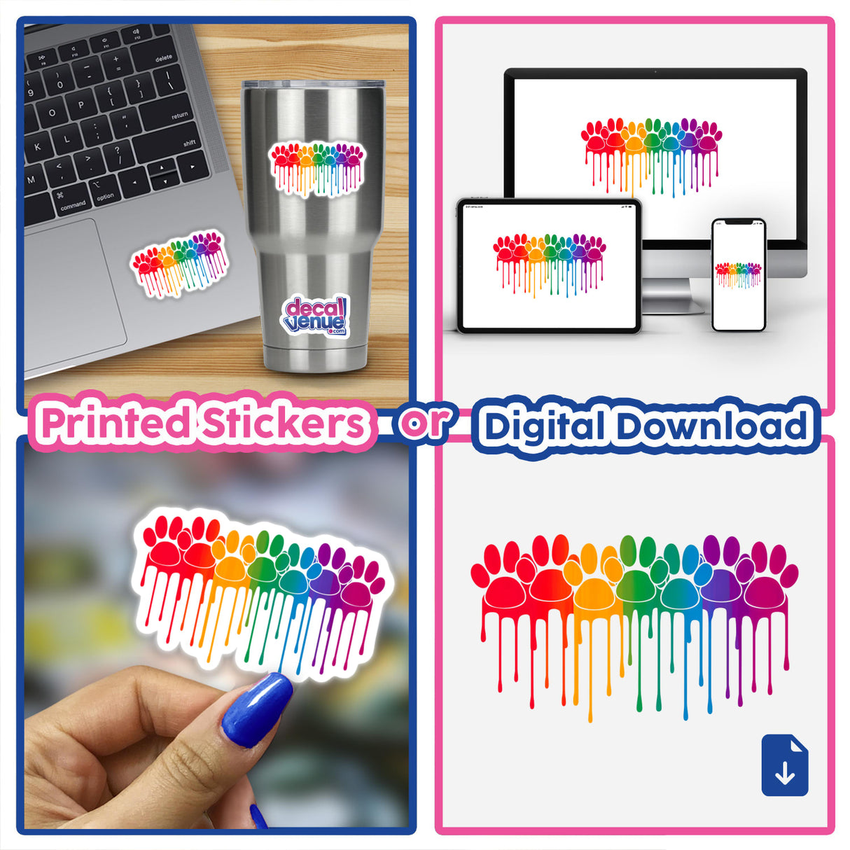 Rainbow Dog Paws Dripping Pride Month LGBTQ