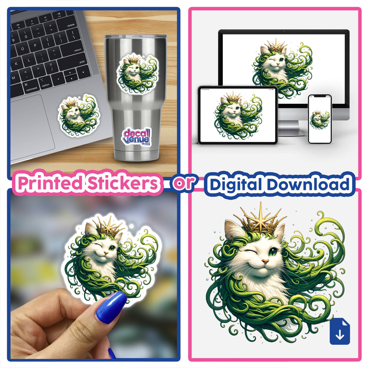 Cat Flowing Seaweed Hair Star Crown