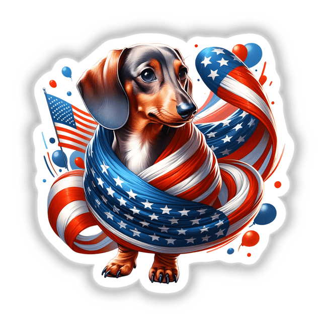 Patriotic Dachshund Wrapped in USA Flag